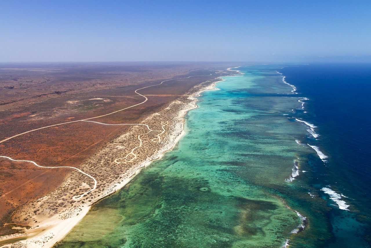 Aerial photography of Cape Range National Park and Ningaloo Reef, Exmouth Western Australia