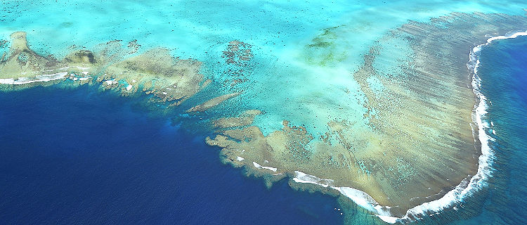 Aerial View of Coral Reef in New Caledonia Lagoon