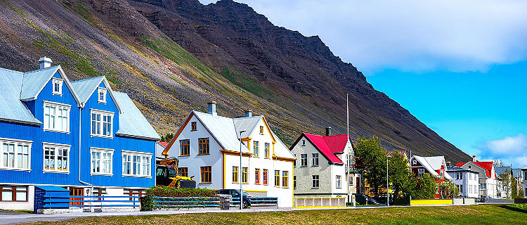 Isafjordur, Iceland, Tungata square