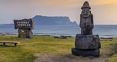 Jeju Island's tradtional dol hareubang, or grandfather stone statues are important to the island's culture.