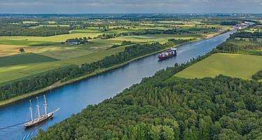 The Kiel Canal is an exciting place to watch ships glide by. 