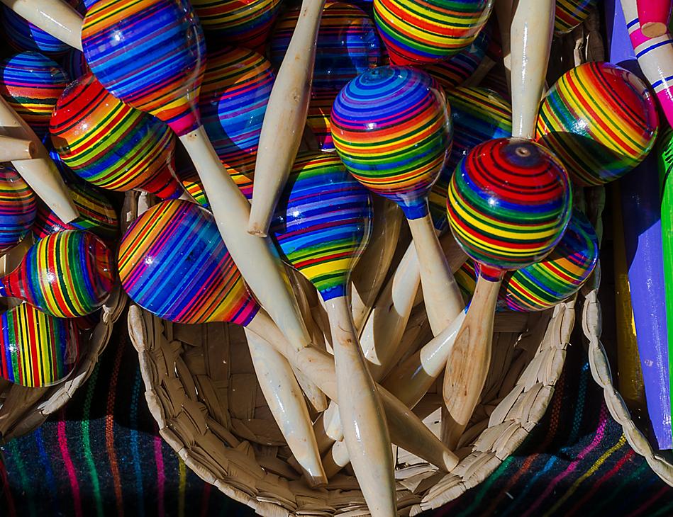 Many Colorful Maracas in the Basket, Mazatlan, Mexico