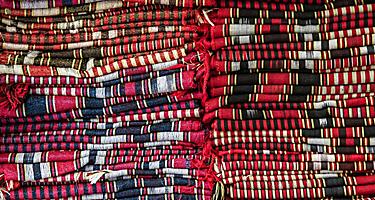 Authentic red Trabzon fabric in a shop