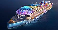 Icon of the Seas Aerial Bow Angle Render