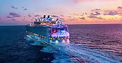 Aerial view of Wonder of the Seas at Sunset