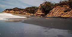 black volcanic sand beach in Vieques Puerto Rico. The Caribbean.