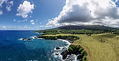 aerial view of the Hana Maui shoreline. Hawaii.